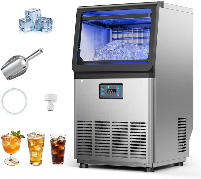 Main image of VEVOR Commercial Ice Maker Machine, 80 lbs/24h with 13 lbs Storage Capacity, Countertop/Freestanding/Under Counter, Stainless Steel Ice Maker with LED Display & Self-Cleaning, for Home Bar Restaurant