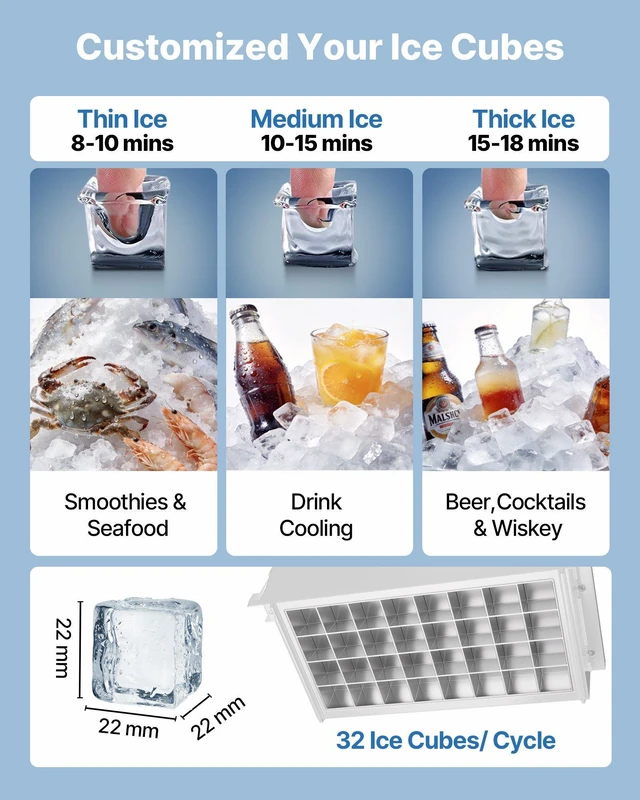 Alt view image 4 of 8 - VEVOR Commercial Ice Maker Machine, 80 lbs/24h with 13 lbs Storage Capacity, Countertop/Freestanding/Under Counter, Stainless Steel Ice Maker with LED Display & Self-Cleaning, for Home Bar Restaurant