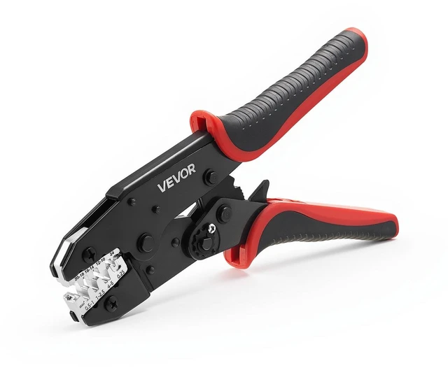 Main image of VEVOR Crimping Tool, 24-10 AWG Ratcheting Wire Crimper Tool, Labor-Saving Electrical Terminal Crimp Pliers with Clear Metric & AWG Markings, Quick Release, Adjustable Pressure for Multiple Terminals