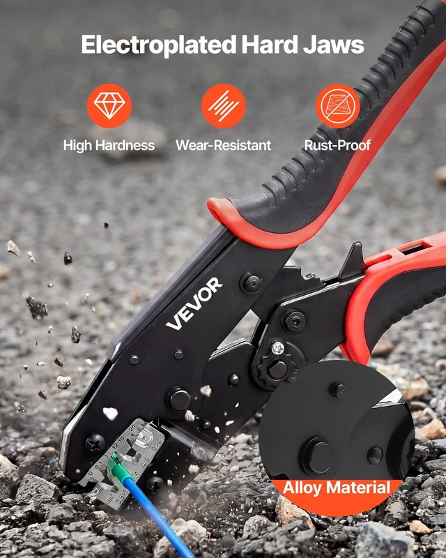 Alt view image 4 of 8 - VEVOR Crimping Tool, 24-10 AWG Ratcheting Wire Crimper Tool, Labor-Saving Electrical Terminal Crimp Pliers with Clear Metric & AWG Markings, Quick Release, Adjustable Pressure for Multiple Terminals