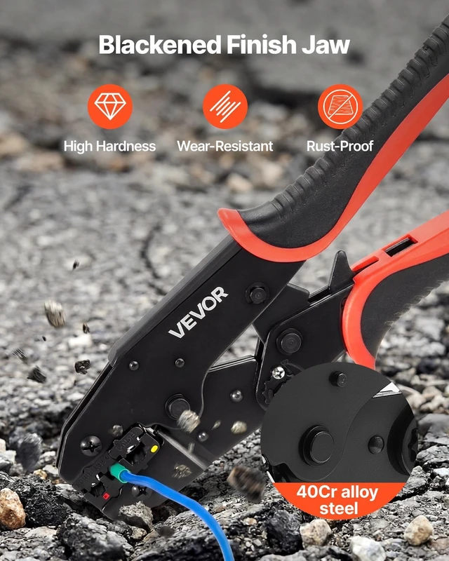 Alt view image 4 of 8 - VEVOR Crimping Tool, 22-10 AWG Ratcheting Wire Crimper Tool, Labor-Saving Electrical Terminal Crimp Pliers with Clear Metric & AWG Markings, Quick Release, Adjustable Force for Multiple Terminals