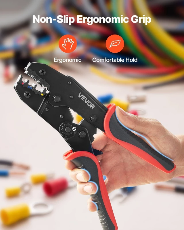 Alt view image 6 of 8 - VEVOR Crimping Tool, 22-10 AWG Ratcheting Wire Crimper Tool, Labor-Saving Electrical Terminal Crimp Pliers with Clear Metric & AWG Markings, Quick Release, Adjustable Force for Multiple Terminals