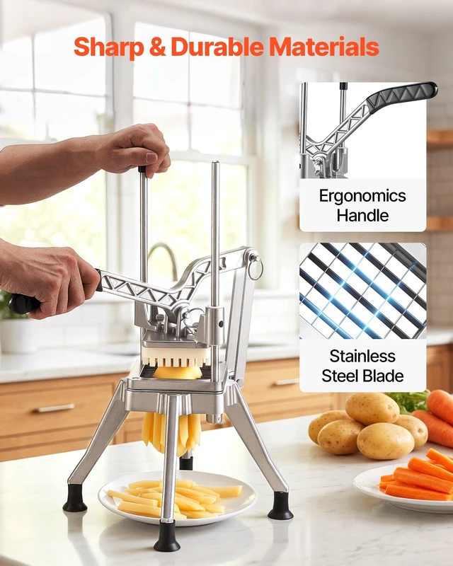 Alt view image 5 of 8 - VEVOR French Fry Cutter, 1/2" Blade Commercial Vegetable Chopper, Lever-Action Vegetable Dicer with Ergonomic Handle, Stainless Steel Potato Slicer for Thick Cut Fries, Onion, Carrots, Bell Pepper