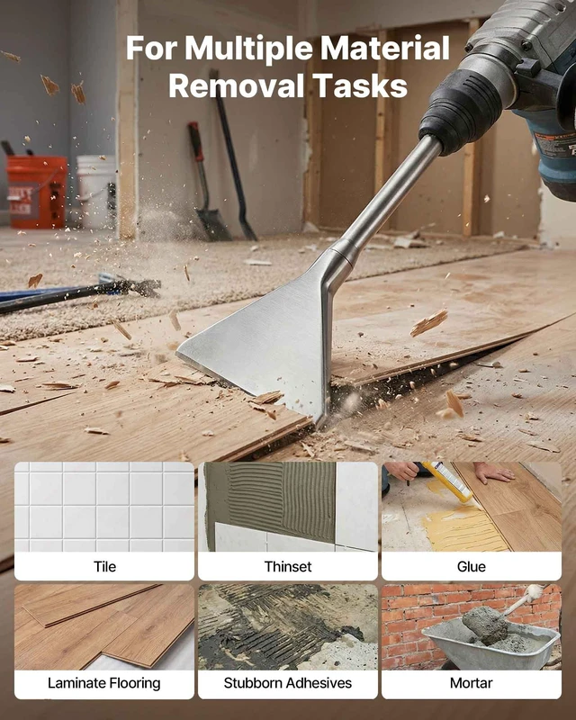 Alt view image 7 of 8 - VEVOR SDS Max Scaling Chisel, 13.8" x 5.9" Chisel Bit with SDS Max Shank, Compatible with Rotary Hammers, Heat Treated 40Cr Alloy Steel, Sharp Edge for Removing Laminate Flooring, Tiles, and Mortar