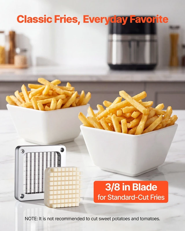 Alt view image 3 of 8 - VEVOR French Fry Cutter, 3/8" Blade Commercial Vegetable Chopper, Lever-Action Vegetable Dicer with Ergonomic Handle, Stainless Steel Potato Slicer for Classic Cut Fries, Onion, Carrots, Bell Pepper