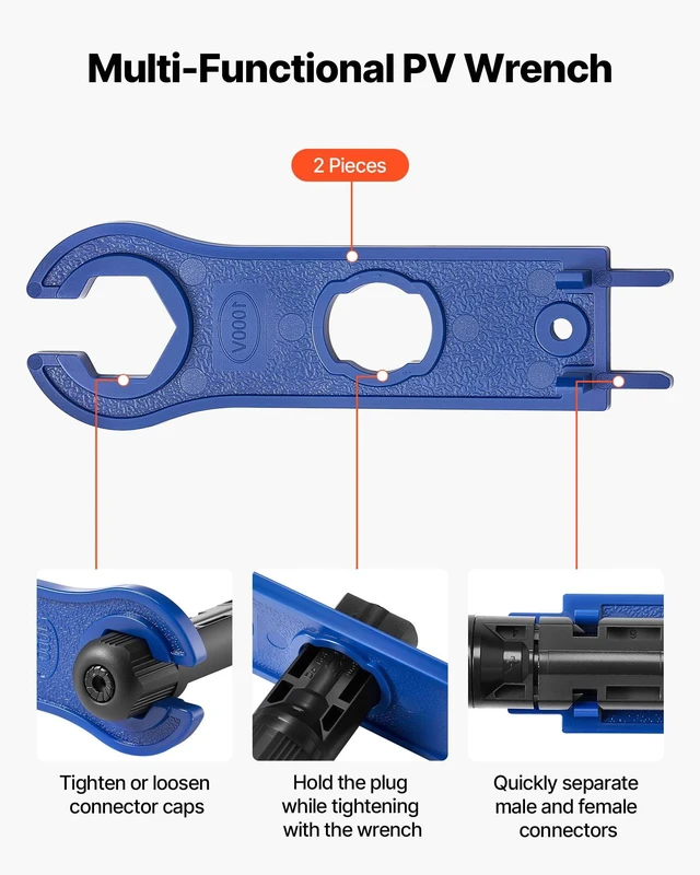 Alt view image 5 of 8 - VEVOR Crimping Tool, 14-10 AWG Ratcheting Solar Connector Crimper Tool Kit, Clear Metric & AWG Markings, with 10 Pairs Solar Connectors, 10 Pairs of Cable Connectors, Wrenches, and a Storage Case