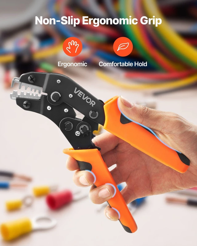 Alt view image 6 of 8 - VEVOR Crimping Tool, 24-12 AWG Ratcheting Wire Crimper Tool, Labor-Saving Electrical Terminal Crimp Pliers with Clear Metric & AWG Markings, Quick Release, Adjustable Pressure for Multiple Terminals