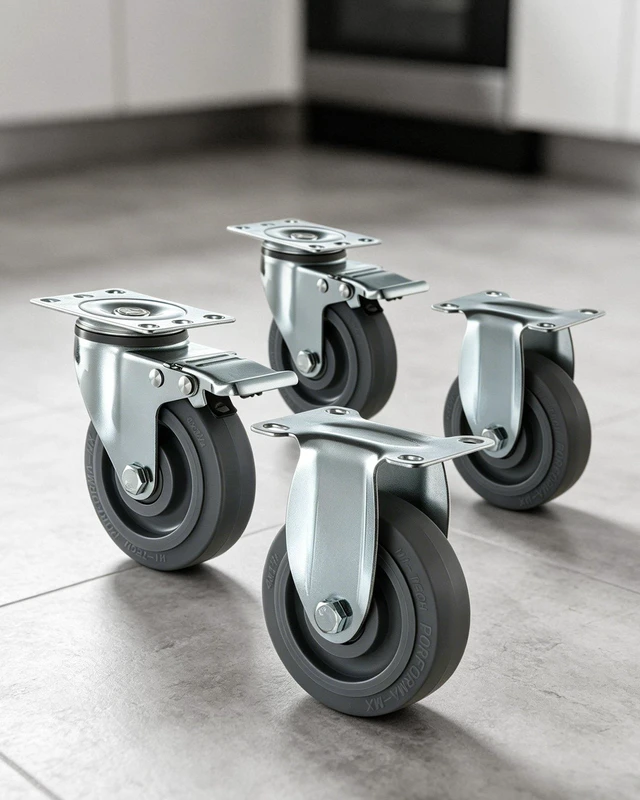Alt view image 5 of 8 - VEVOR Caster Wheels, 5 Inch Heavy Duty Casters, Compatible with VEVOR Insulated Food Pan Carrier, Set of 4 (2 Swivel with Brake, 2 Rigid)