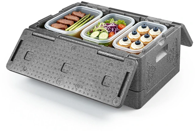 Main image of VEVOR Collapsible Insulated Food Warmer, 40 Qt Non-Electrical Thermal Carrier, Lightweight and High-rigidity EPP Hot Box, for Delivery, Transport, Catering BBQ Event, Keeps Warm/Cold 4 Hours (Gray)