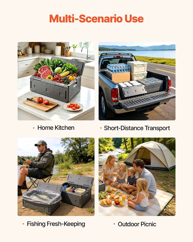 Alt view image 6 of 8 - VEVOR Collapsible Insulated Food Warmer, 40 Qt Non-Electrical Thermal Carrier, Lightweight and High-rigidity EPP Hot Box, for Delivery, Transport, Catering BBQ Event, Keeps Warm/Cold 4 Hours (Gray)