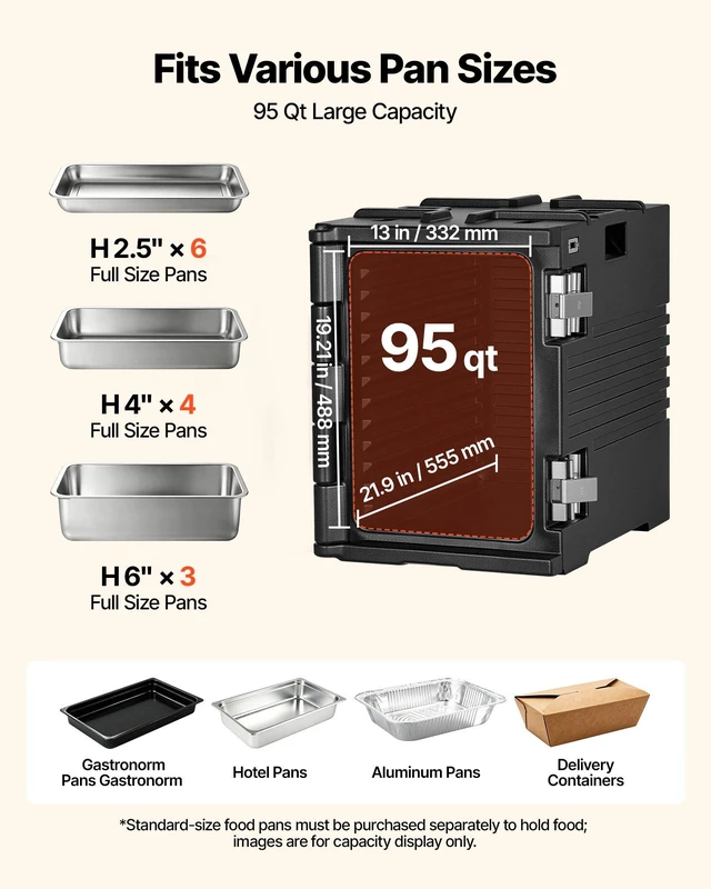 Alt view image 4 of 8 - VEVOR Insulated Food Pan Carrier, 95 Qt Non-Electrical Food Warmer, with Wheel & 304 Stainless Steel Latch, LLDPE Stackable Hot Box, for Various Pan Sizes(NOT Included), Fit Catering BBQ Event(Black)