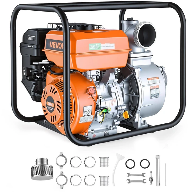 Main image of VEVOR Gas Powered Water Pump, 4 in, 422 GPM 8.3HP Semi Trash Water Transfer Pump Portable, Gasoline Engine with 25 ft Discharge Hose, Heavy Duty Frame, Cast Iron Impeller, for Irrigation, Ponds, Pools