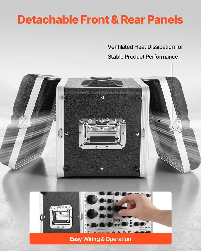 Alt view image 3 of 8 - VEVOR 6U Rack Case, 14 in Depth, Server Rack Cabinet Shallow with ABS Construction, Recessed Twist Latches, Detachable Front & Back Cover, Easy Installation, for Amplifier, 11.4 in Internal Depth