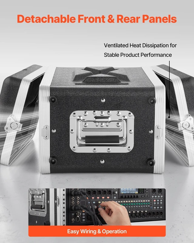 Alt view image 3 of 8 - VEVOR 4U Rack Case, 14 in Depth, Server Rack Cabinet Shallow with ABS Construction, Recessed Twist Latches, Detachable Front & Back Cover, Easy Installation, for Amplifier, 11.4 in Internal Depth