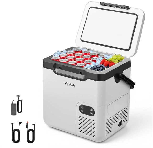 Main image of VEVOR 12 Volt Refrigerator, 19 QT/ 18L Car Fridge, Portable Electric Freezer Compressor with Handle, 12V/24V DC 100-240V AC, -4 to 68/ -20 to 20, for Truck Van RV SUV Boat Travel Camping