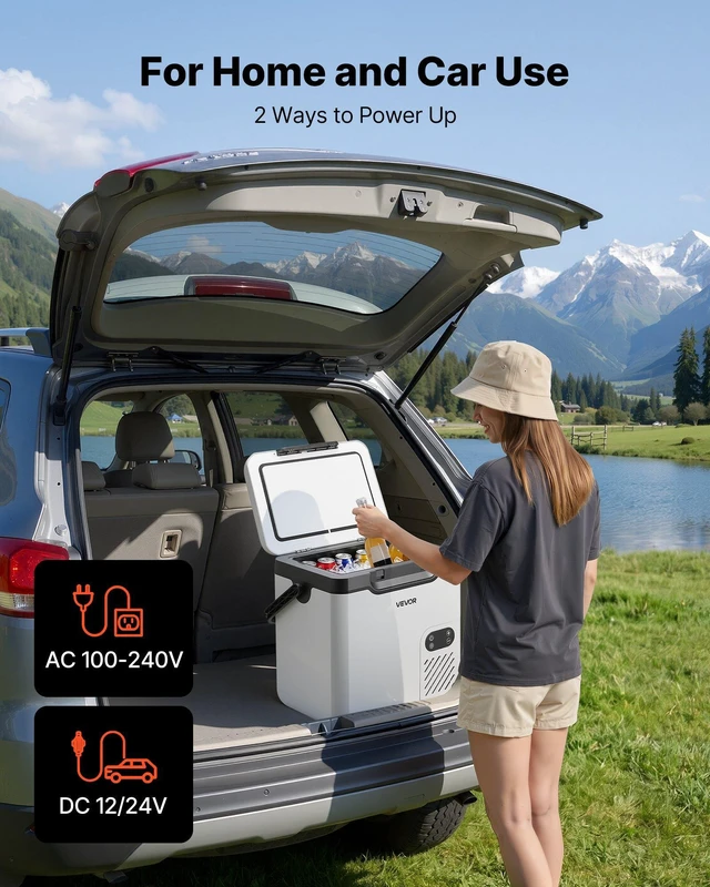 Alt view image 5 of 8 - VEVOR 12 Volt Refrigerator, 19 QT/ 18L Car Fridge, Portable Electric Freezer Compressor with Handle, 12V/24V DC 100-240V AC, -4 to 68/ -20 to 20, for Truck Van RV SUV Boat Travel Camping