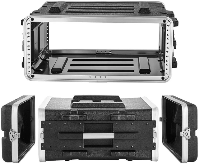 Main image of VEVOR 4U Rack Case, Standard 19 in Depth, Server Rack Cabinet with ABS Construction, Recessed Twist Latches, Detachable Front & Back Cover, Easy Installation, for Amplifiers, 18.4 in Internal Depth