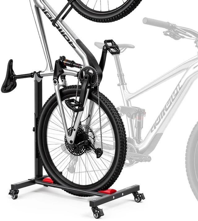 Main image of VEVOR Bike Stand, Freestanding Vertical & Horizontal Bike Storage Rack, with Lockable Casters, Height Adjustable Carbon Steel Upright Garage Bicycle Floor Stand, for 20-29 in Wheel Diameters, Black