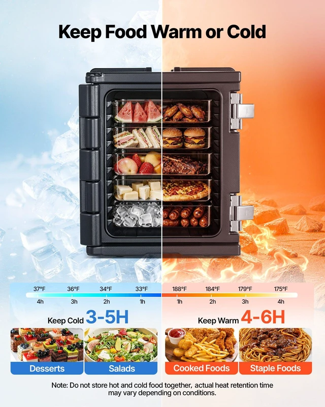 Alt view image 2 of 8 - VEVOR Insulated Food Pan Carrier, 82 Qt Non-Electrical Food Warmer, with Wheel & 304 Stainless Steel Latch, LLDPE Stackable Hot Box, for Various Pan Sizes(NOT Included), Fit Catering BBQ Event(Black)