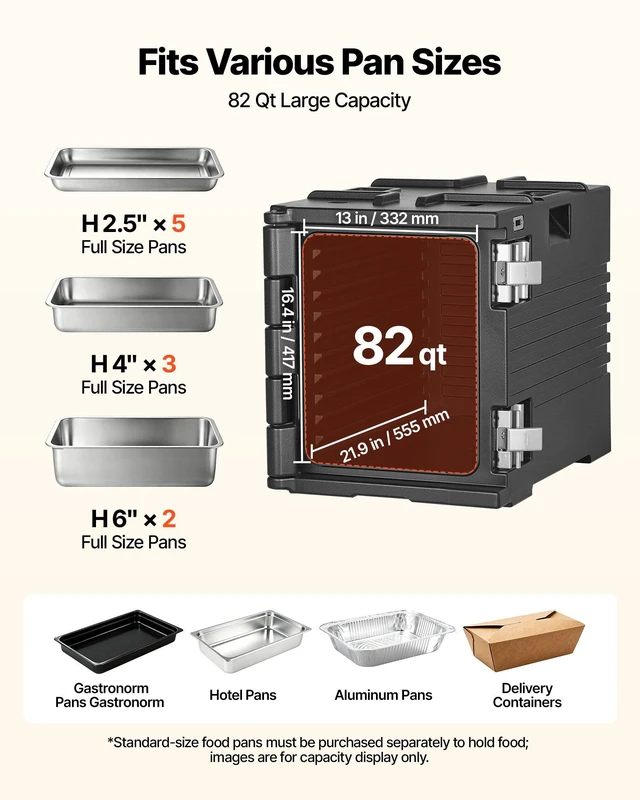 Alt view image 4 of 8 - VEVOR Insulated Food Pan Carrier, 82 Qt Non-Electrical Food Warmer, with Wheel & 304 Stainless Steel Latch, LLDPE Stackable Hot Box, for Various Pan Sizes(NOT Included), Fit Catering BBQ Event(Black)