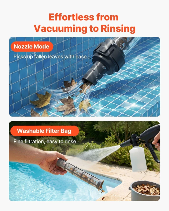 Alt view image 6 of 8 - VEVOR Handheld Pool Vacuum, 8.5 GPM Cordless Spa Hot Tub Vacuum with Extension Pole and 2 Brush Heads, 60 Mins Running Time, for Small Debris, Sand, Rechargeable Pool Cleaner for Above Ground Pools