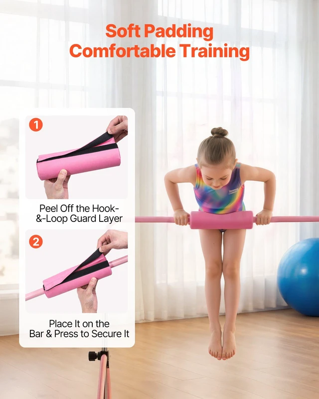 Alt view image 5 of 8 - VEVOR Gymnastic Bars for Kids, 140 lbs Capacity Folding Training Kip Bar, Adjustable Height Gymnastic Horizontal Bar for Home, Training Equipment for Indoor and Outdoor, Easy to Assemble, Pink