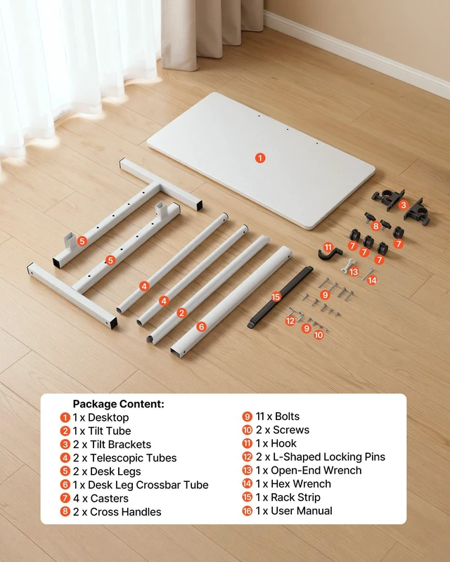 Alt view image 7 of 8 - VEVOR Standing Desk, Adjustable Height Mobile Stand Up Desk 360° Tilting Desktop, 32 x 16 in Small Computer Sit Stand Rolling Workstation w/ Hook, Lockable Casters, 55.1 lbs Capacity for Home Office