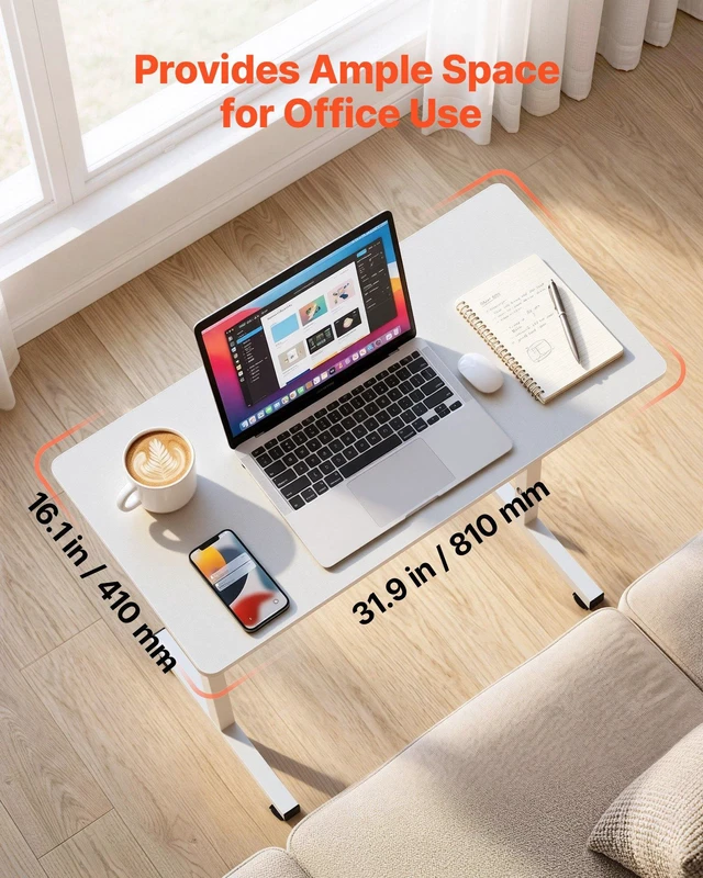 Alt view image 4 of 8 - VEVOR Standing Desk, Adjustable Height Mobile Stand Up Desk with Lockable Casters, 32 x 16 in Small Computer Sit Stand Rolling Workstation with Hook, 55.1 lbs Desktop Capacity, for Home Office, White