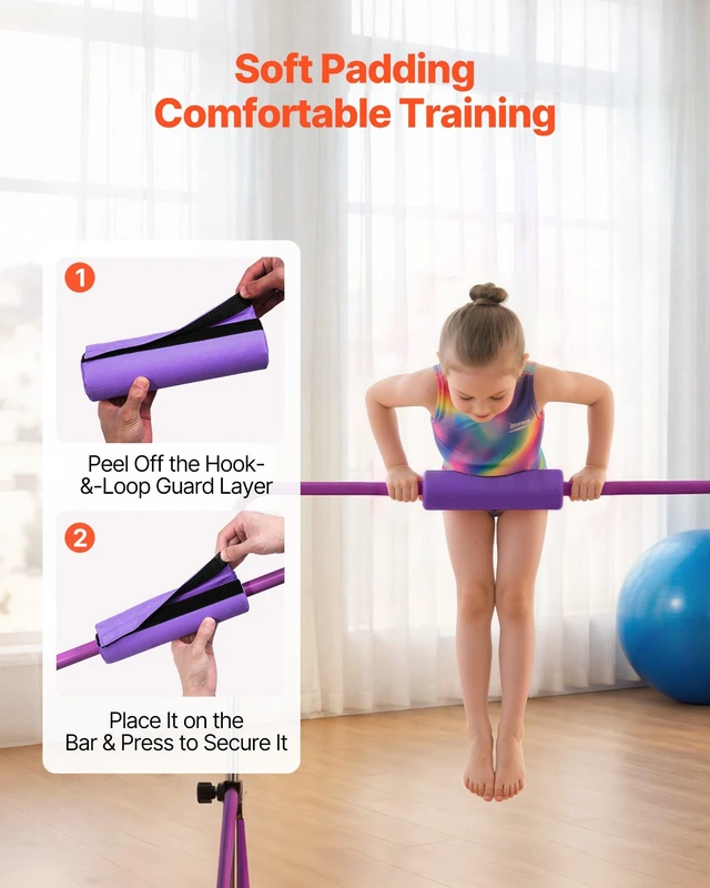 Alt view image 5 of 8 - VEVOR Gymnastic Bars for Kids, 140 lbs Capacity Folding Training Kip Bar, Adjustable Height Gymnastic Horizontal Bar for Home, Training Equipment for Indoor and Outdoor, Easy to Assemble, Purple