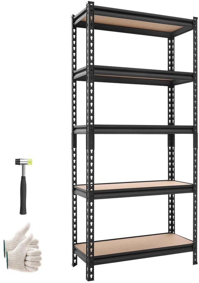 Main image of VEVOR Storage Shelves, 5-Tier Adjustable, 2000 lbs Capacity, Heavy Duty Garage Storage Shelving Unit, Metal Utility Rack Shelf, for Kitchen Pantry Basement Bathroom, 28.35" W x 12.17" D x 59.84" H