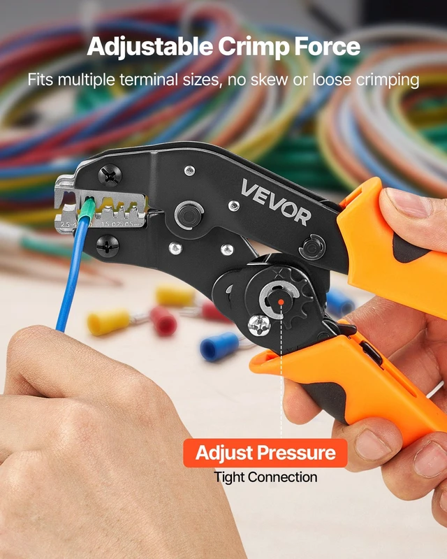 Alt view image 5 of 8 - VEVOR Crimping Tool, 24-12 AWG Ratcheting Wire Crimper Tool, Labor-Saving Electrical Terminal Crimp Pliers with Clear Metric & AWG Markings, Quick Release, Adjustable Pressure for Multiple Terminals