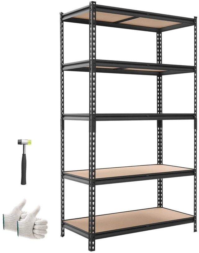 Main image of VEVOR Storage Shelves, 5-Tier Adjustable, 2500 lbs Capacity, Heavy Duty Garage Storage Shelving Unit, Metal Utility Rack Shelf, for Garage Warehouse Basement Kitchen, 40.35" W x 20.35" D x 71.38" H