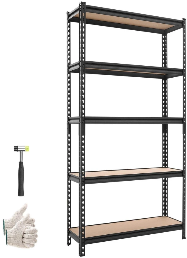 Main image of VEVOR Storage Shelves, 5-Tier Adjustable, 3000 lbs Capacity, Heavy Duty Garage Storage Shelving Unit, Metal Utility Rack Shelf, for Kitchen Pantry Basement Bathroom, 36.34" W x 12.17" D x 71.38" H