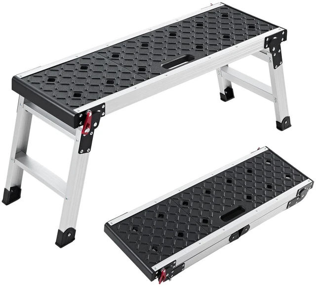 Main image of VEVOR Folding Work Platform, 35.8 x 12.2 in Aluminum Step Stool, 16.5 in Height, 500 lbs Load Capacity, Heavy Duty Platform Ladder with Locks, Portable Work Bench for Painting & Maintenance & Home
