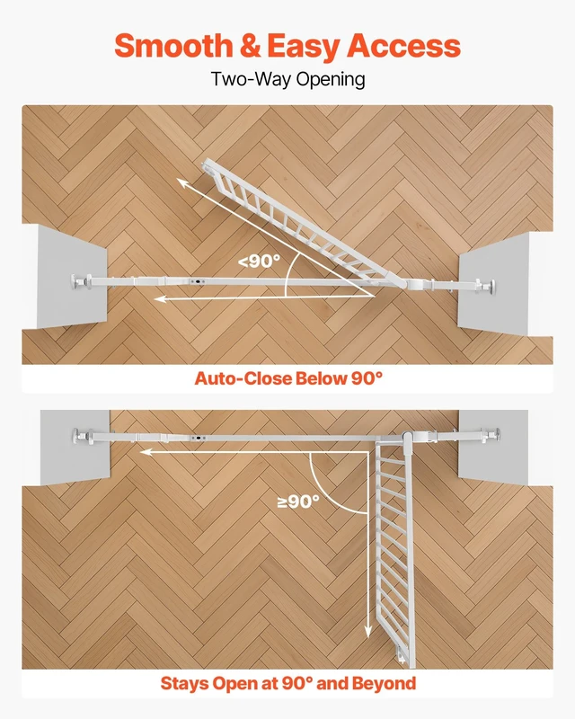 Alt view image 6 of 8 - VEVOR Extra Tall Pet Gate for Cats, 29-41 in Adjustable Width, 56 in High Dog Gate, with Pressure Mount Kit and Wall Mount Kit, 1.3 in Narrow Bar Spacing, for Stairs, Doorways, and House, White