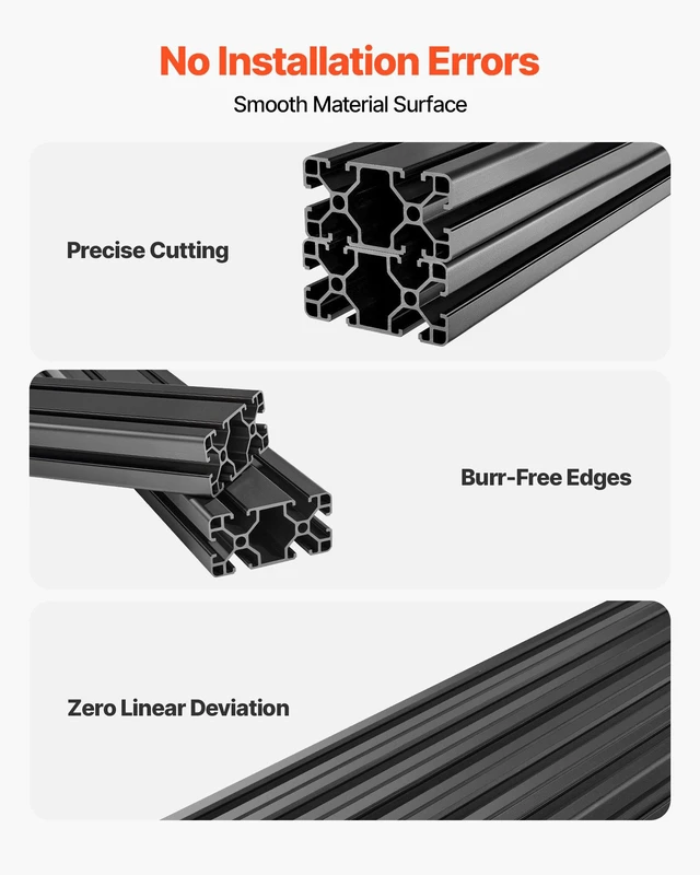 Alt view image 3 of 8 - VEVOR 2PCS 4080 Aluminum Extrusion Profile, 19.69 Inch 500 mm, T Slot European Standard Anodized Linear Rail, High-Strength Extruded Aluminum Rail, for 3D Printer Parts and CNC DIY Workbench, Black