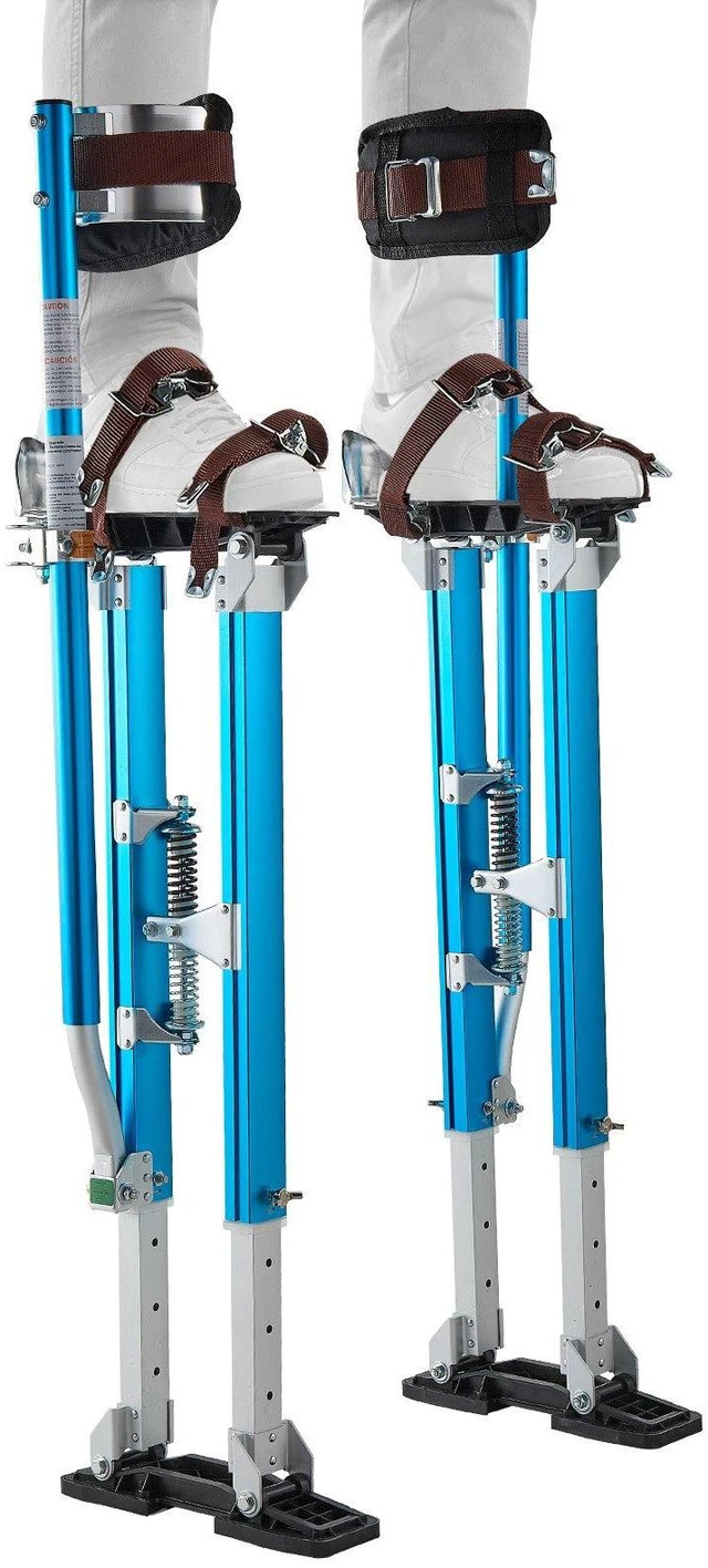 Main image of VEVOR Drywall Stilts, 24.240.3 Inch Adjustable Aluminum Painter Stilts, 228 lbs Load Capacity, Non-Slip Rubber Feet, Dual Spring Shock Absorption, Comfortable Leg Straps for Painting, Decoration,Blue