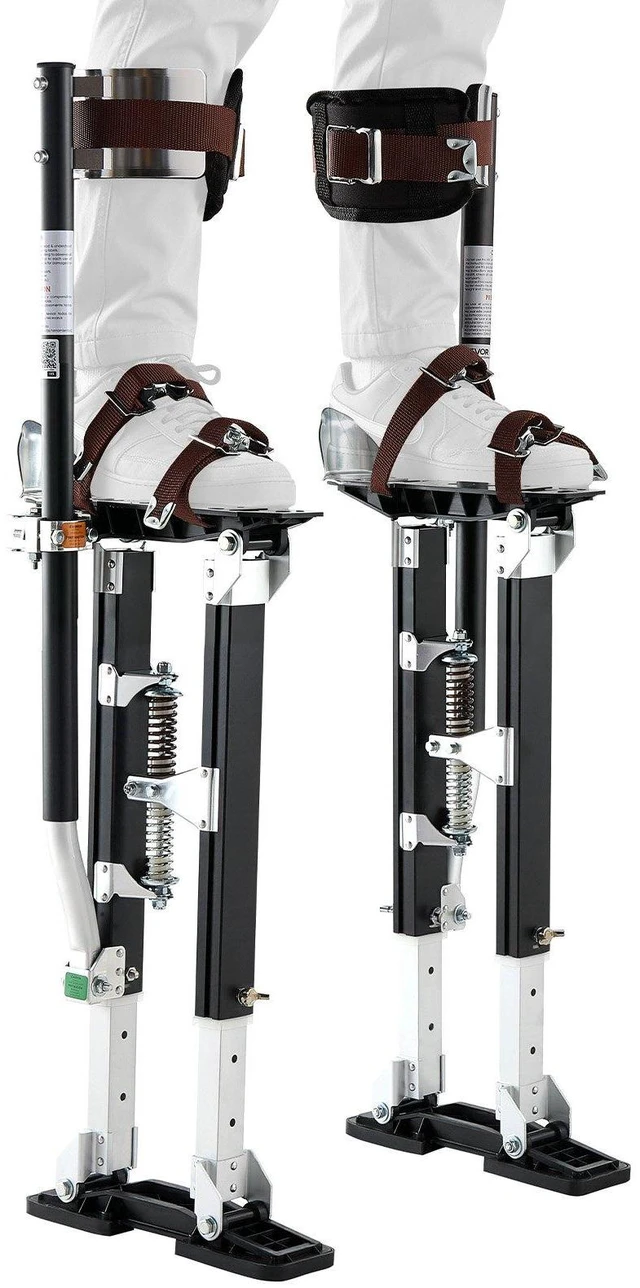 Main image of VEVOR Drywall Stilts, 19.131.1 in Adjustable Aluminum Painter Stilts, 228 lbs Load Capacity, Non-Slip Rubber Feet, Dual Spring Shock Absorption, Comfortable Leg Straps for Painting, Decoration, Black