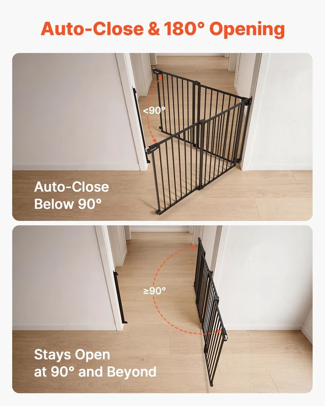 Alt view image 7 of 8 - VEVOR Baby Gate for Stairs, 31-48 in Adjustable Width, 30 in High Dog Gate, No Bottom Bar, One-Handed Operation, Easy Drilling Installation with Hardware Kit, for Stairs, Doorways, and House, Black