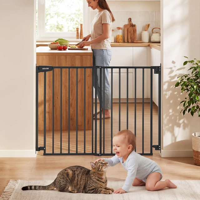 Main image of VEVOR Baby Gate for Stairs, 28-43 in Adjustable Width, 36 in High Dog Gate, No Bottom Bar, One-Handed Operation, Easy Drilling Installation with Hardware Kit, for Stairs, Doorways, and House, Black