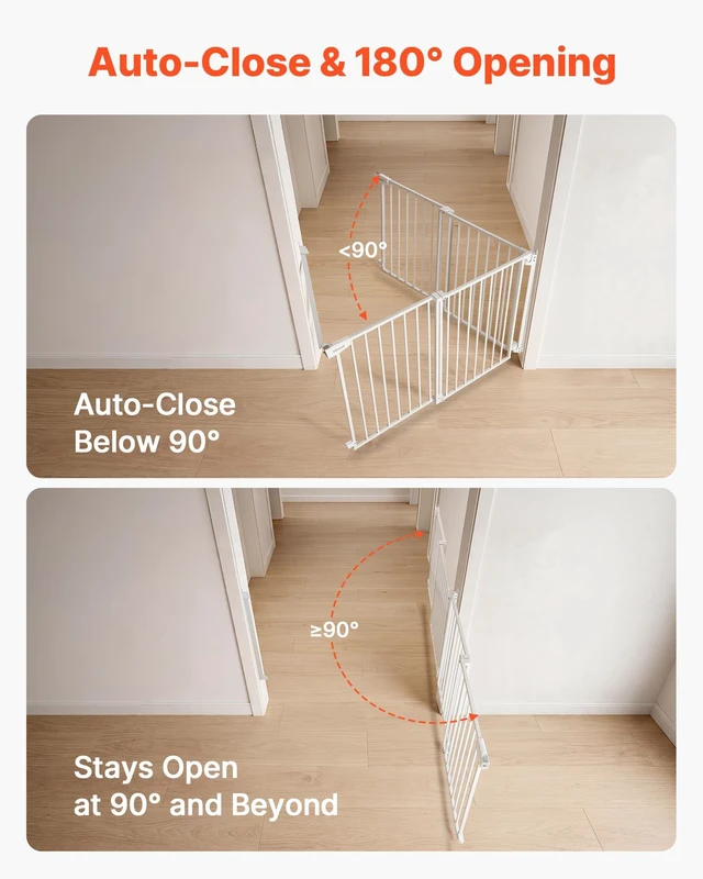 Alt view image 7 of 8 - VEVOR Baby Gate for Stairs, 31-48 in Adjustable Width, 30 in High Dog Gate, No Bottom Bar, One-Handed Operation, Easy Drilling Installation with Hardware Kit, for Stairs, Doorways, and House, White