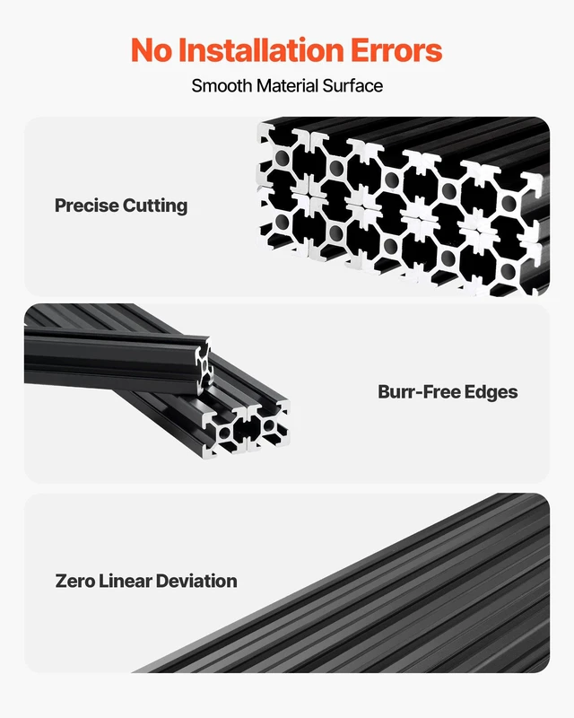 Alt view image 3 of 8 - VEVOR 10PCS 2020 Aluminum Extrusion Profile, 23.62 Inch 600 mm, T Slot European Standard Anodized Linear Rail, High-Strength Extruded Aluminum Rail, for 3D Printer Parts and CNC DIY Workbench, Black