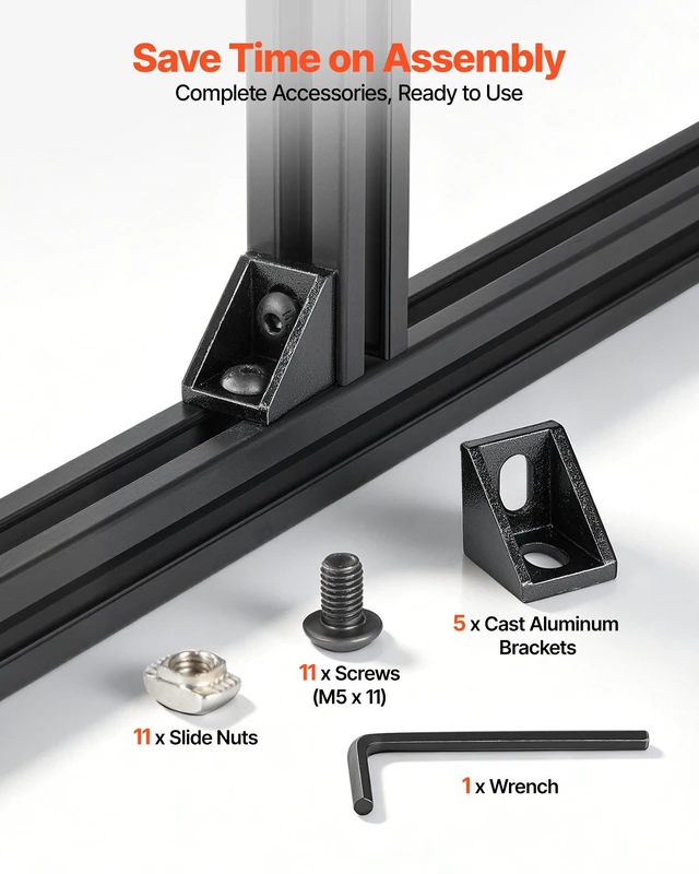 Alt view image 4 of 8 - VEVOR 10PCS 2020 Aluminum Extrusion Profile, 23.62 Inch 600 mm, T Slot European Standard Anodized Linear Rail, High-Strength Extruded Aluminum Rail, for 3D Printer Parts and CNC DIY Workbench, Black