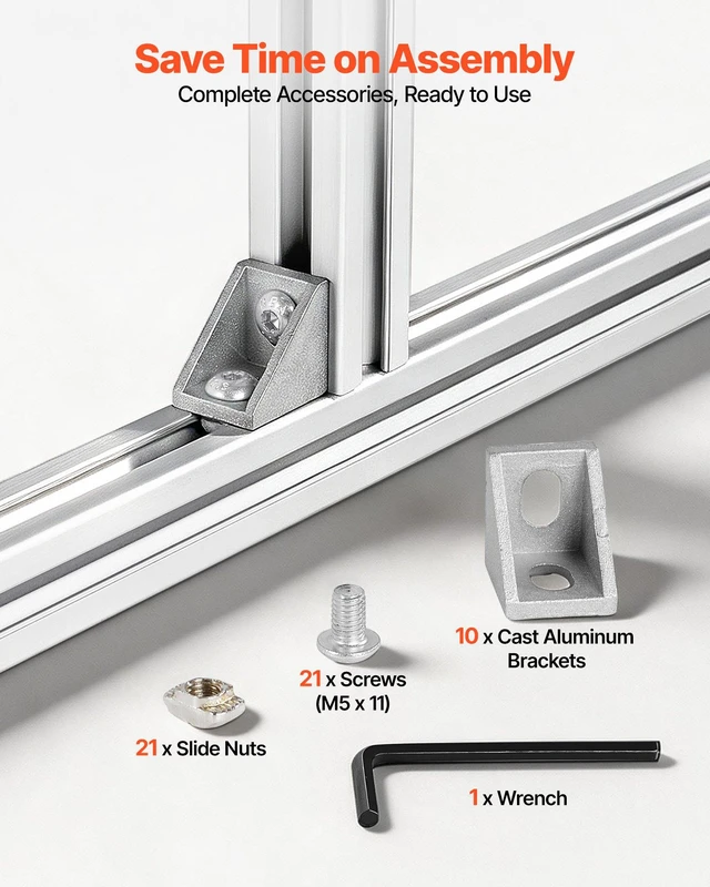 Alt view image 4 of 8 - VEVOR 10PCS 2020 Aluminum Extrusion Profile, 48 Inch 1220 mm, T Slot European Standard Anodized Linear Rail, High-Strength Extruded Aluminum Rail, for 3D Printer Parts and CNC DIY Workbench, Silver