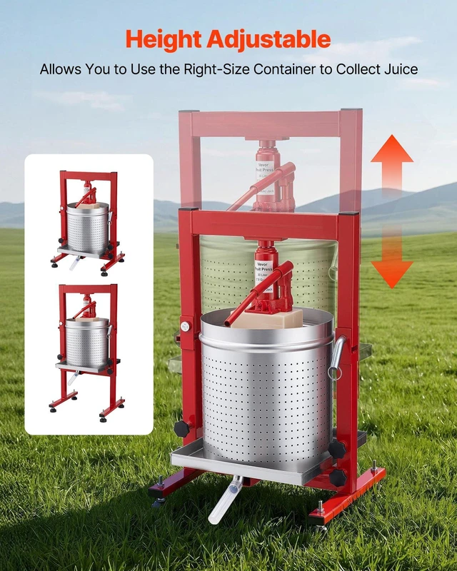 Alt view image 4 of 8 - VEVOR Hydraulic Fruit Wine Press, 7.93Gal/30L, Stainless Steel Heavy Duty Manual Juice Maker, Cider Apple Grape Vegetable Crusher, Cheese/Tincture/Herbal Press, with 2 Filter Bags, for Kitchen Home