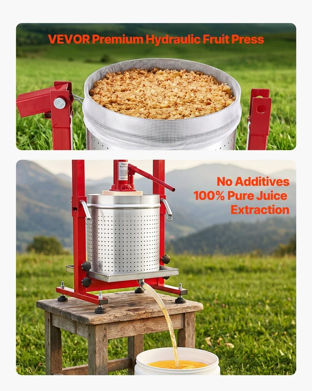 Alt view image 5 of 8 - VEVOR Hydraulic Fruit Wine Press, 7.93Gal/30L, Stainless Steel Heavy Duty Manual Juice Maker, Cider Apple Grape Vegetable Crusher, Cheese/Tincture/Herbal Press, with 2 Filter Bags, for Kitchen Home