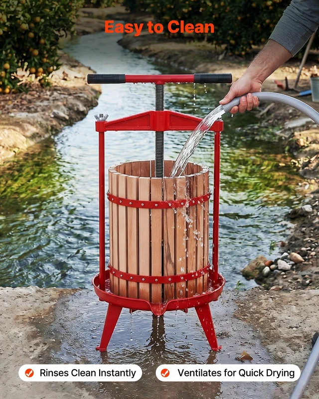 Alt view image 5 of 8 - VEVOR Fruit Wine Press, 4.75Gal/18L Manual Juice Maker, Solid Beech Wood Basket, Vintage Traditional Juicer with 2 Filter Bags, Heavy Duty T-Shaped Handle Bar for Cider Apple Grape Press, Kitchen Home