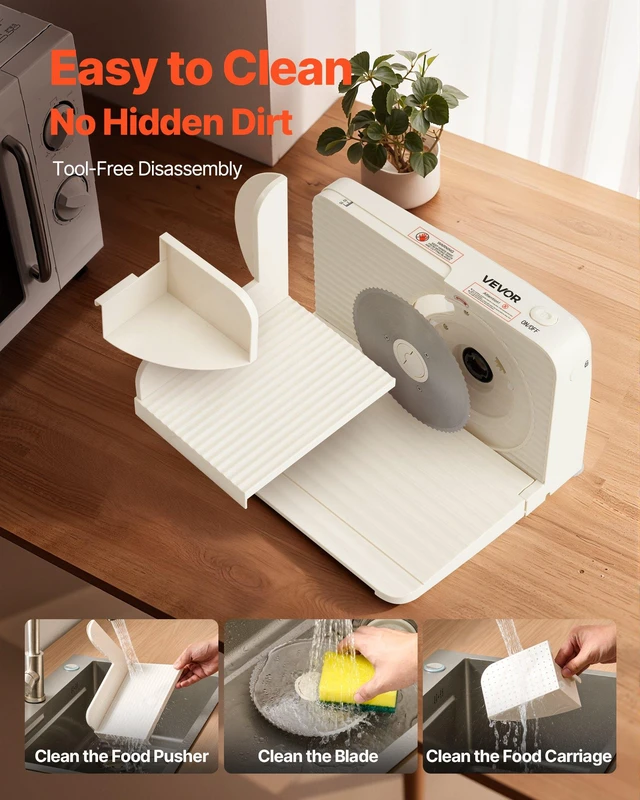 Alt view image 5 of 8 - VEVOR Meat Slicer, 6.7" Foldable Electric Cutter with Dual Security Lock, 0-0.59" Adjustable Thickness, Easy to Clean, 180W Home Food-Slicer for Frozen Meat, Ham, Baguett, Steak