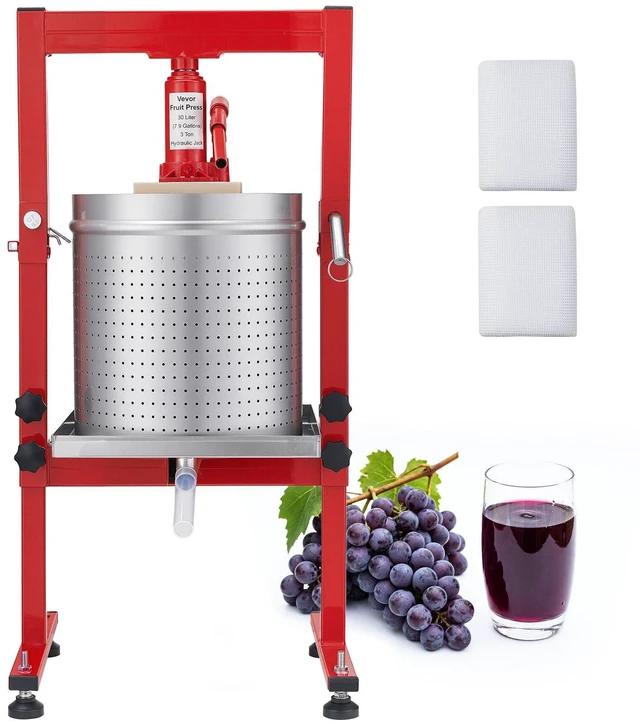 Main image of VEVOR Hydraulic Fruit Wine Press, 7.93Gal/30L, Stainless Steel Heavy Duty Manual Juice Maker, Cider Apple Grape Vegetable Crusher, Cheese/Tincture/Herbal Press, with 2 Filter Bags, for Kitchen Home