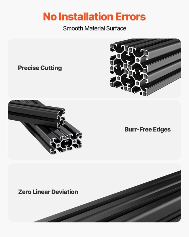 Alt view image 3 of 8 - VEVOR 4PCS 4040 Aluminum Extrusion Profile, 15.75 Inch 400 mm, T Slot European Standard Anodized Linear Rail, High-Strength Extruded Aluminum Rail, for 3D Printer Parts and CNC DIY Workbench, Black